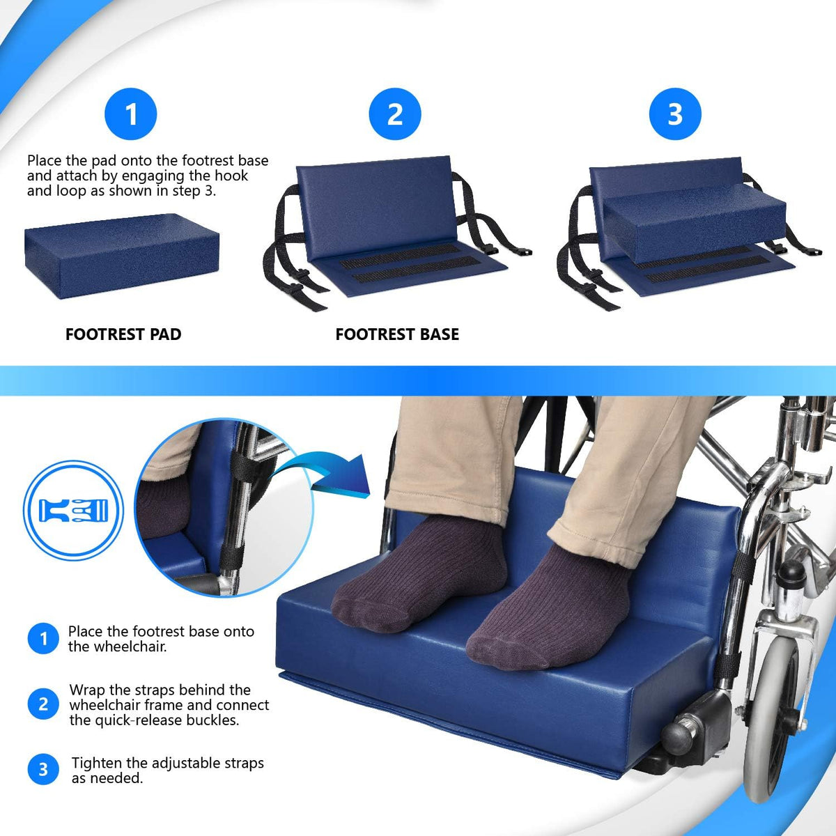 NYOrtho Wheelchair Foot-Rest Extender Elevating Pad - Leg Cushion Protector +...