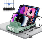 300W Charging Station for Multiple Devices, 8 Port Multi USB C Fast Charger by LcssioChargeFaster