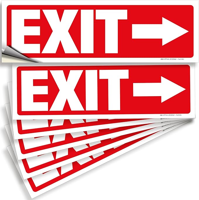 iSYFIX Exit Signs Stickers 6 Pack 12x4 Inch by iSYFIXPREMIUMSIGNS