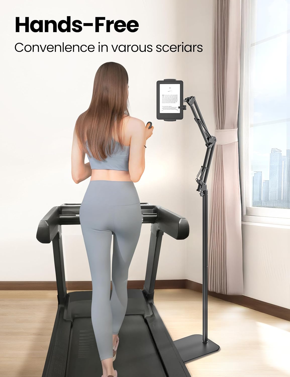 Floor Stand Holder with Remote Page Turner for Kindle, for Reading in Bed