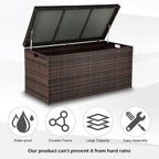 vingli 132 gallon outdoor wicker storage box, side view
