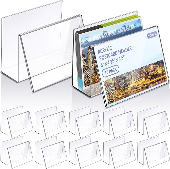 Crtiin 10 Pcs Clear Acrylic Postcard Holder Business Card Holder Greeting Card by Crtiin