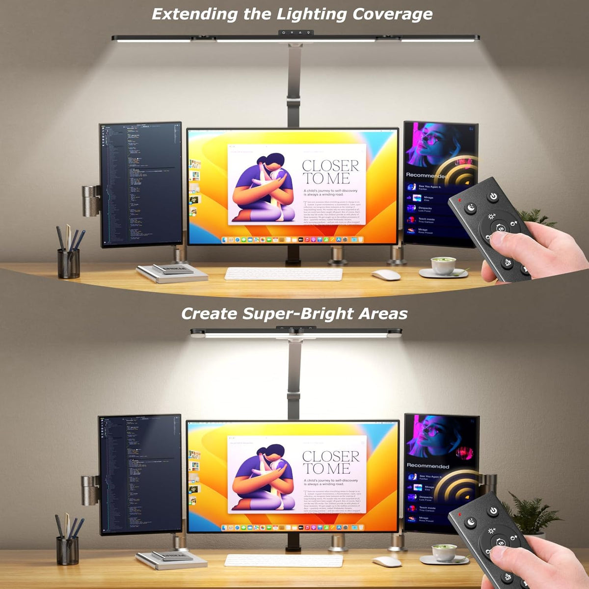airlonv led desk lamp with clamp, architect desk, side view