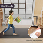 3'×5' Black Floor Protector for Home, Waterproof No Spill Floor Desk Mat | Vinyl Plastic Easy Cleaning Area Mat for Hardwood Floor, Kitchen, Pet Feeding Area