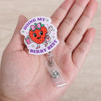 Doing My Berry Best Cute Strawberry Badge Reel, Retractable ID Card Badge - Image 2