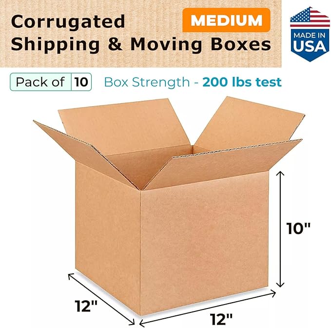 Medium Moving & Shipping Boxes 12x12x10 inches - Image 2