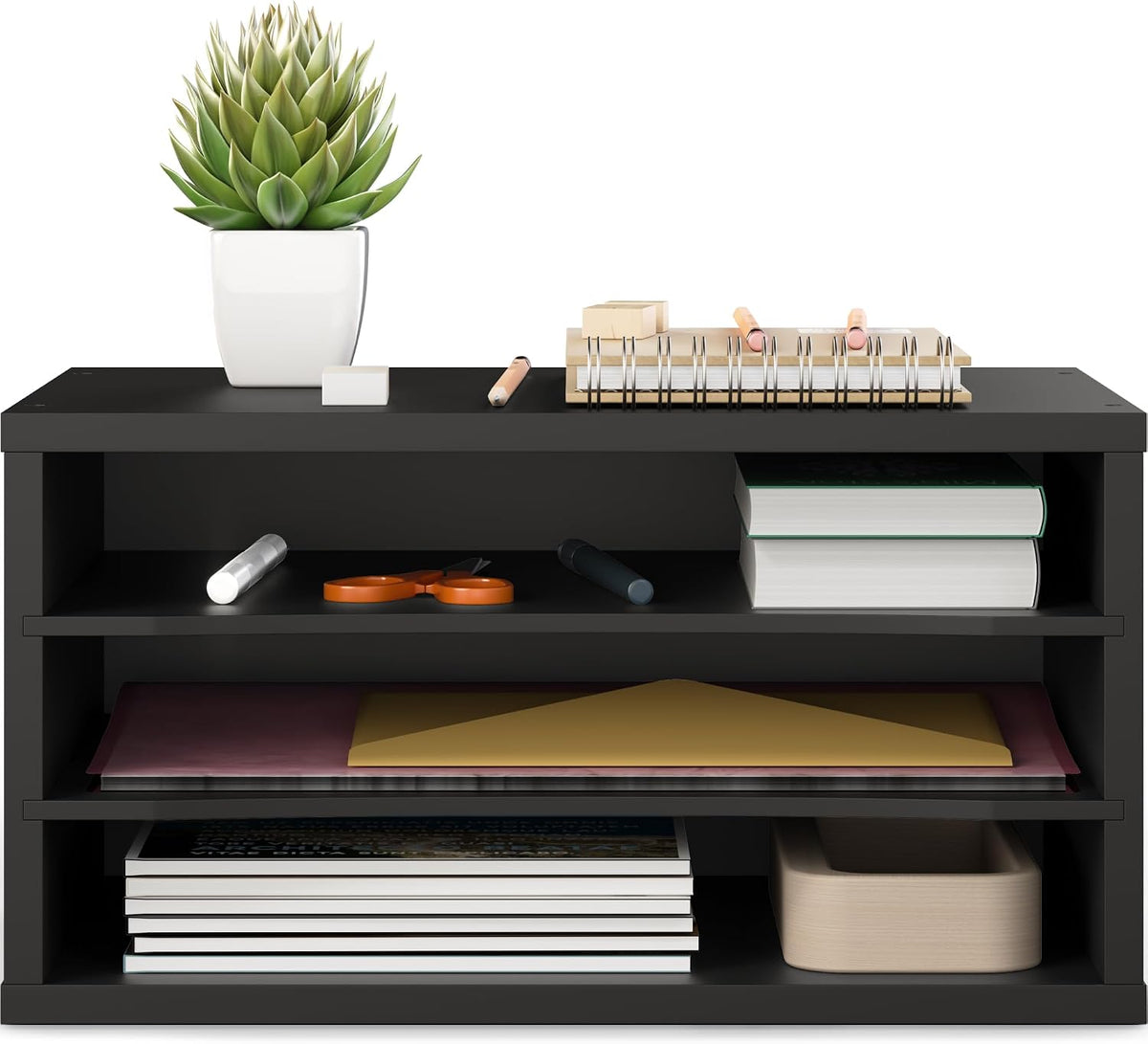 Ballucci Paper Organizer, 3-Tier Stackable Wood Desk Organizer, Document File...