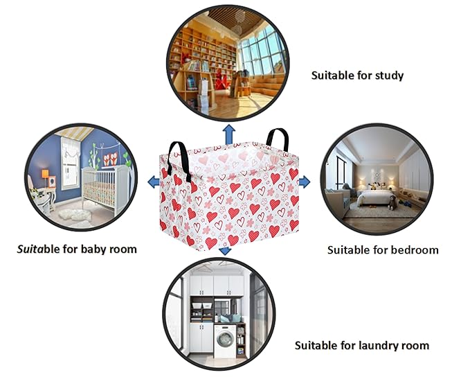 FUULOXE Rectangular Valentines Basket Storage Bin - Image 7