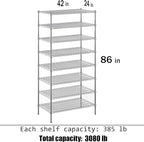 Regal Altair 24" Deep x 42" Wide x 86" Height Wire Shelving Kit | 8-Tier | NSF - Image 3