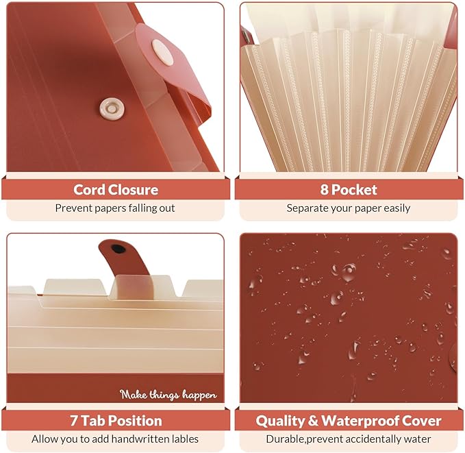 SKYDUE File Folder with Labels, Accordion File Organizer with 8 Pockets - Image 4