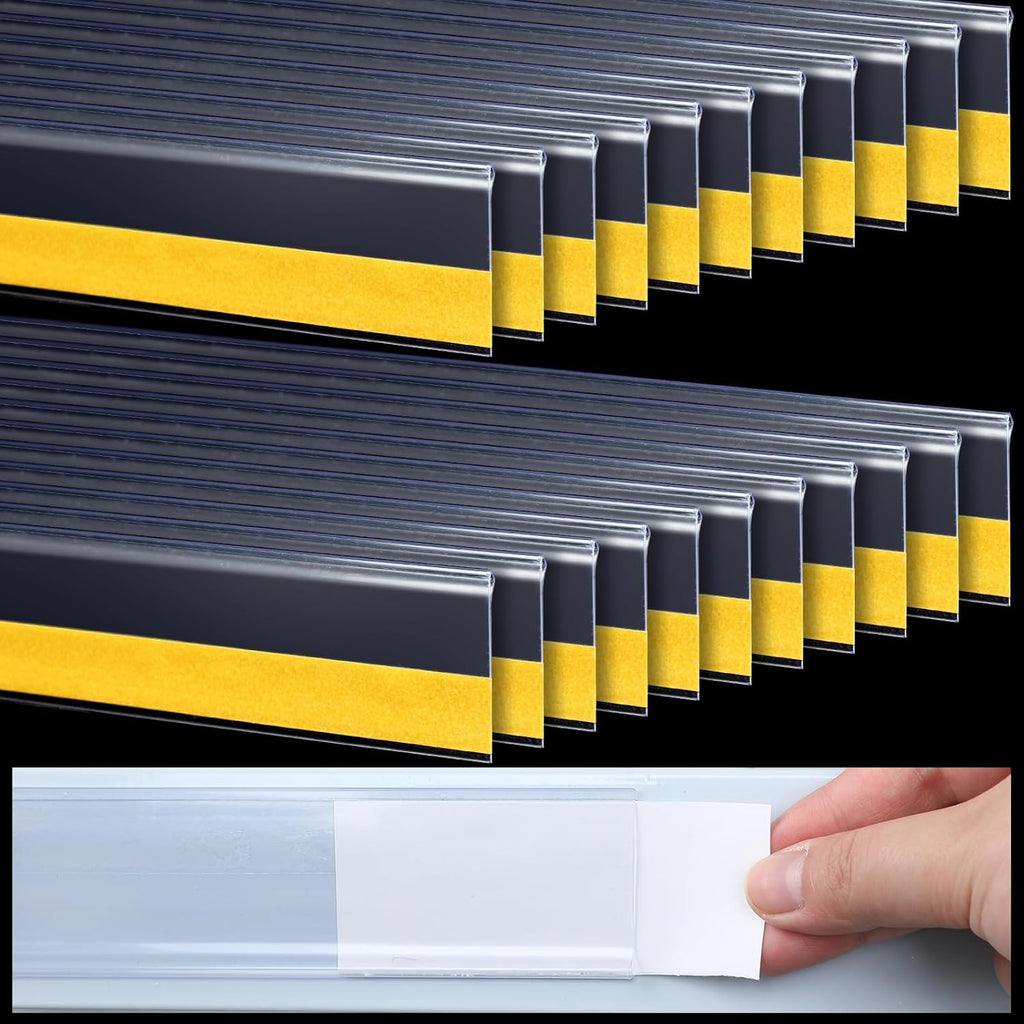 Fainne 100 Pcs Shelf Label Strips 1.25''H x 48 L Self Adhesive Shelf Label