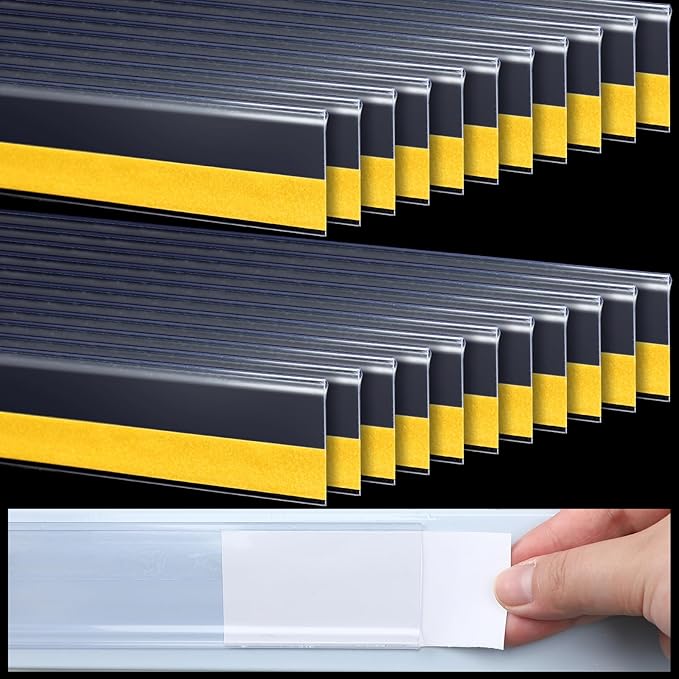 Fainne 100 Pcs 1.25 Inch Shelf Label Strip Holders Plastic Wire Shelf Price Tag by Fainne