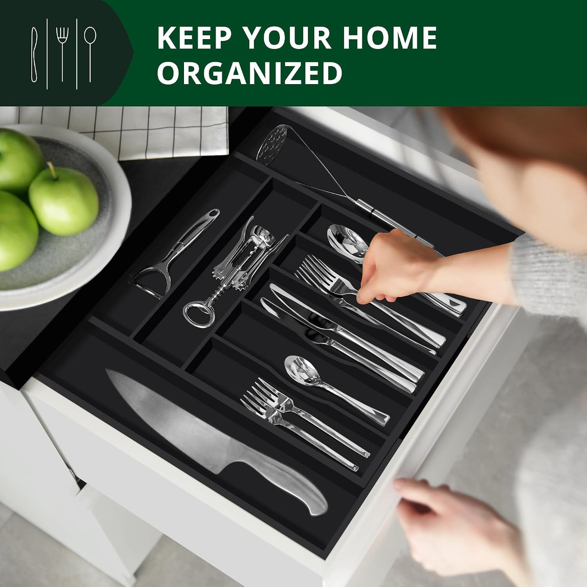 ROYAL CRAFT WOOD Luxury Bamboo Kitchen Drawer Organizer - Silverware Organize...