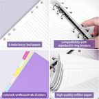 A5 Refill Paper, 6 Hole Planner Inserts with Binder Dividers, 240 Pages | A5 Binder Inserts for Notebook Journal, College Ruled Loose Leaf Paper for 6 Ring Binder