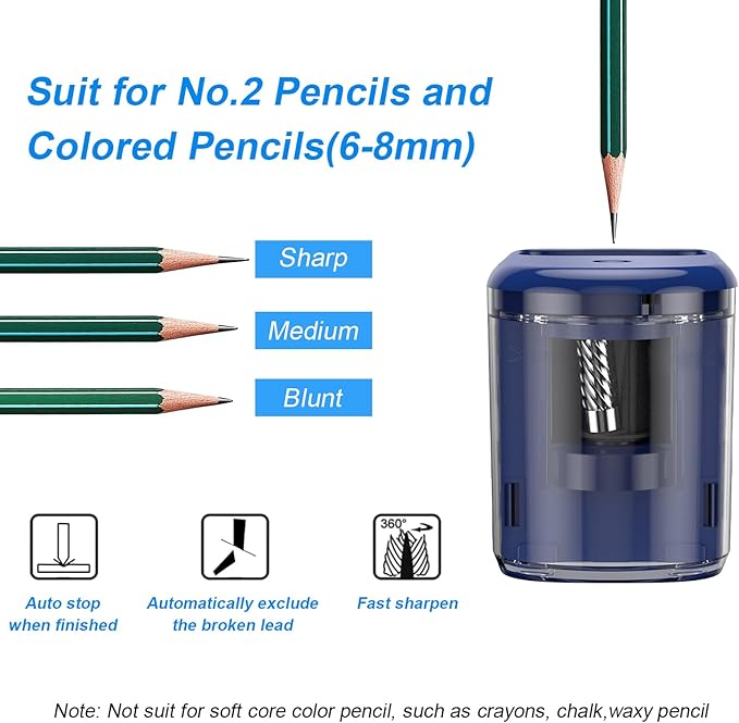 Electric Pencil Sharpener Heavy-Duty Helical Blade Sharpener USB/Battery - Image 3