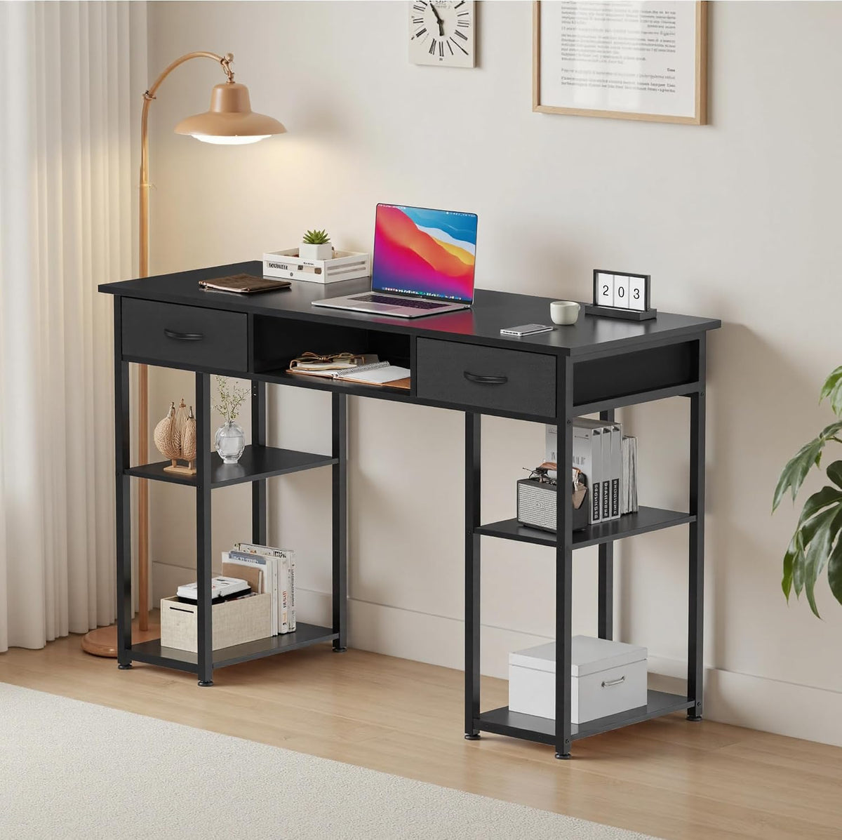 OLIXIS 48 Inch Computer Desk with Drawers for Home Study Writing Table