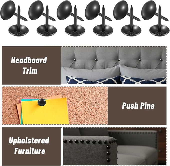 100 Pcs Black Thumb Tacks for Wall, Flat Thumb Tacks for Upholstery and Carpet - Image 4