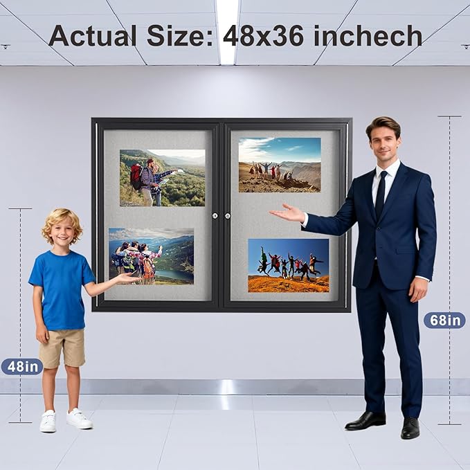 48x36 Inch Lockable Enclosed Bulletin Board, Weather-Resistant Outdoor - Image 3