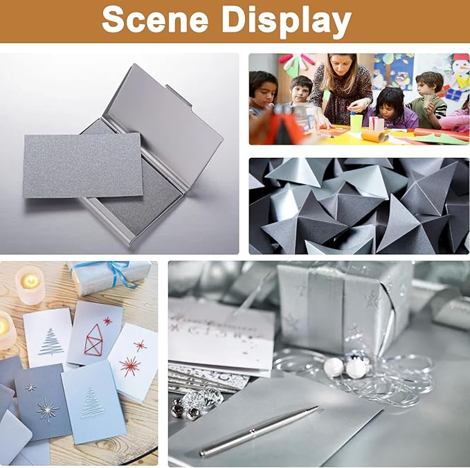 Silunkia 40 Sheets Silver Shimmer Cardstock 8.5 x 11 Metallic Paper, 75lb Thick - Image 7