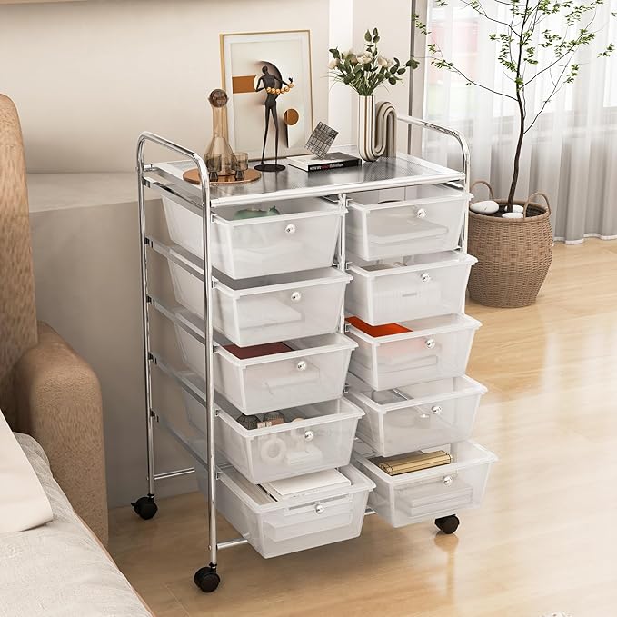 GLACER 10 Drawer Rolling Cart, Storage Cart - Image 9