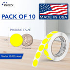 Perco Fluorescent Yellow 1-Inch Perforated Circle Dot Sticker Labels—10 Rolls - Image 2