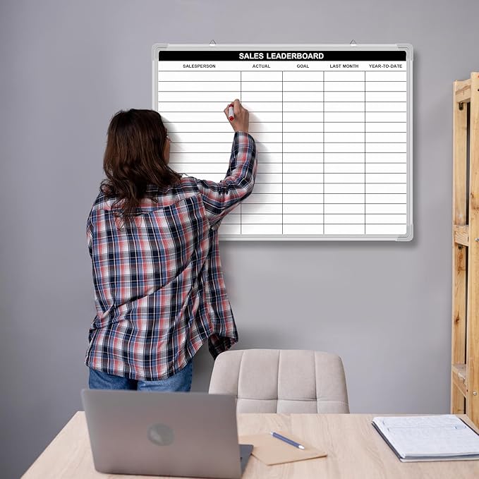 Lined Whiteboard Blank Grid Aluminum Frame Dry Erase Board Reusable Wall - Image 4