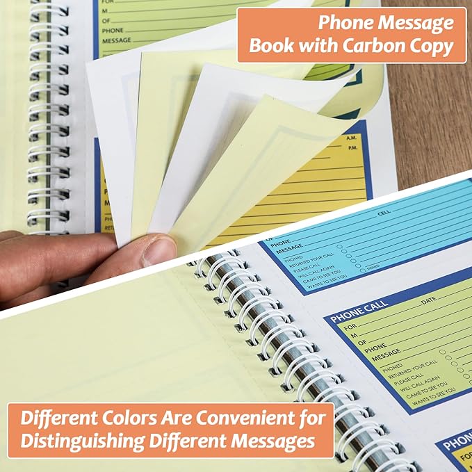 Spiral Bound Phone Message Book 5-1/4x11inch Phone Message Forms Book 2 Part - Image 3