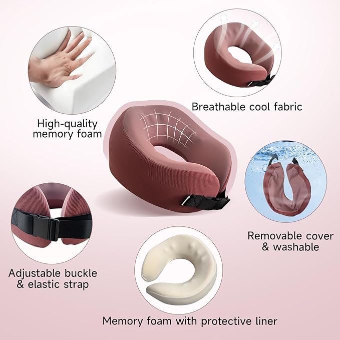 SPRFUFLY Super Soft Travel Pillow, 100% Memory Airplane Pillow - Image 3