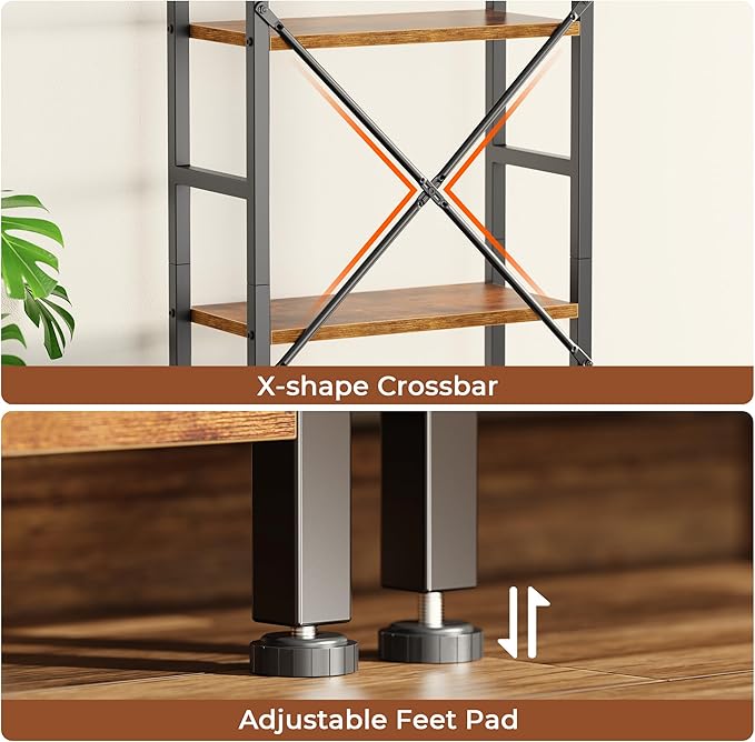 SUPERJARE Triple 4 Tier Bookshelf, Bookcase - Image 7