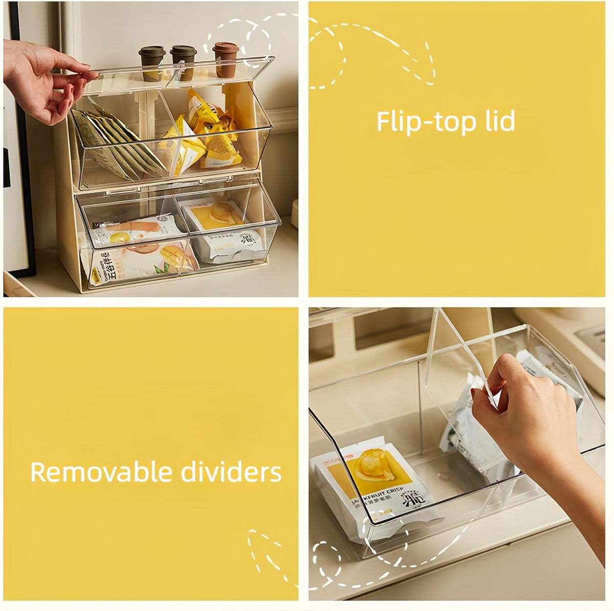 Bokelai Creamer Holder Plastic Tea Bag Organizer with Lid Large Capacity K Cu...