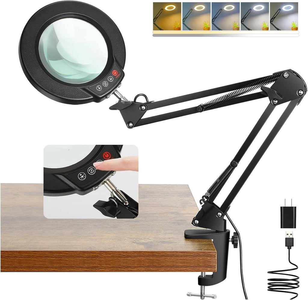 coyeth 10x magnifying glass with light and clamp, main product view