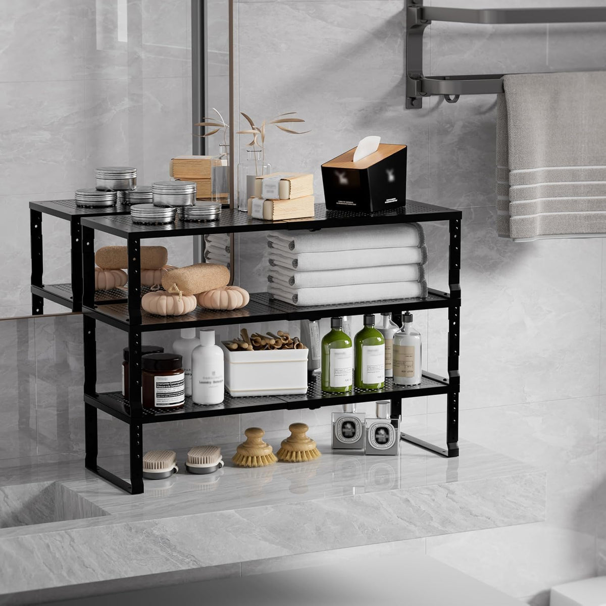 Expandable Spice Rack & Kitchen Cabinet Organizer - Stackable, Adjustable...
