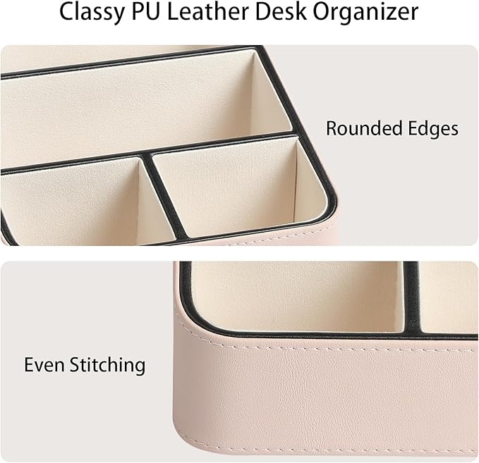 MEIBOOCH Remote Control Holder, PU Leather Small Desk Organizer - Image 4