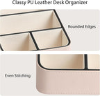 MEIBOOCH Remote Control Holder, PU Leather Small Desk Organizer - Image 4