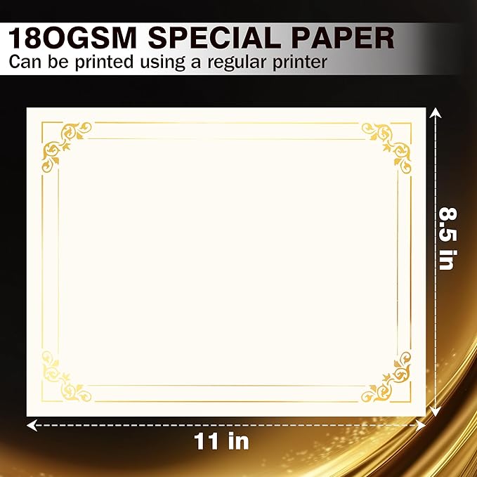 50 Sheets Gold Foil Border Certificate Paper, 8.5 x 11 Inch Letter Size - Image 4