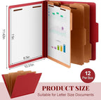 Skyygemm 12 Pcs Classification Folders Letter Size, 3 Divider Pressboard File - Image 2