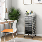 Giantex 10-Drawer Storage Cart w/Universal Wheel, Rolling Cart w/Handle - Image 2