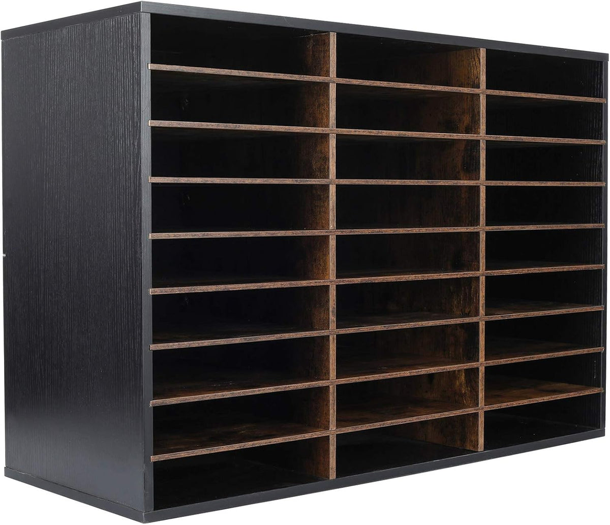 TQVAI Wood Literature Organizer, 27 Slots Hold 13500 Sheets A4 Papers, Wooden