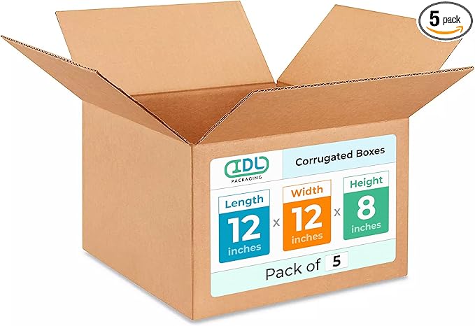 IDL Packaging - B-12128-5 Small Corrugated Shipping Boxes 12"L x 12"W x 8"H – by IDLPackaging