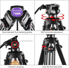 PULUZ 67"/170cm Video Tripod, Heavy Duty Aluminum Alloy Camera Tripod Stand - Image 4
