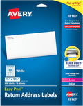 Avery® Printable Return Address Labels, Sure Feed® Technology, 0.5" x 1.75", White, 800 Blank Mailing Labels (18167)