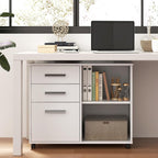 Giantex 3-Drawer File Cabinet for Office - Home Mobile Lateral Filing Cabinet with Hanging Bars, Open Storage Shelves, 5 Universal Wheels, Printer Stand for Letter Size Storage Cabinet (White)