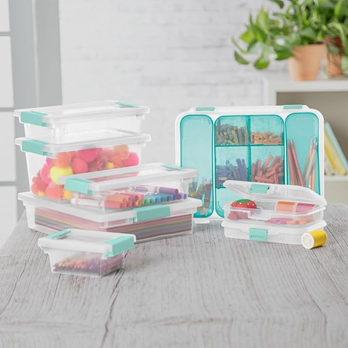 Sterilite 6-Pack Clip Box, Stackable Clear Plastic Bins - Image 4