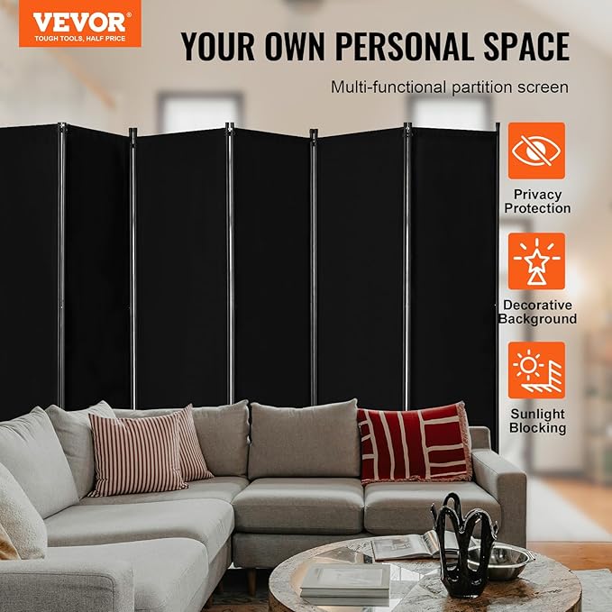 VEVOR Room Divider, 6 Panel Room Divider, Folding Privacy Screen and Portable - Image 2