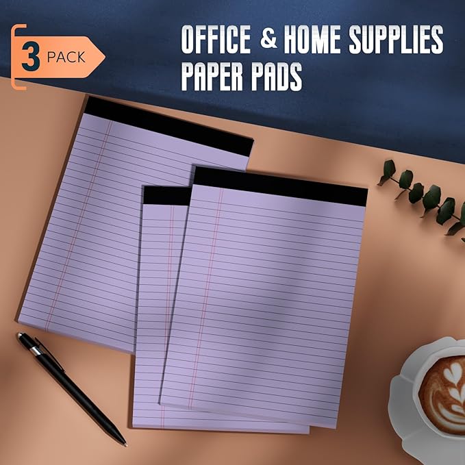 Purple Legal Pad 8.5 x 11 Wide Ruled Note Pads, 3 Pack Notepads 8.5 x 11 Lined - Image 7