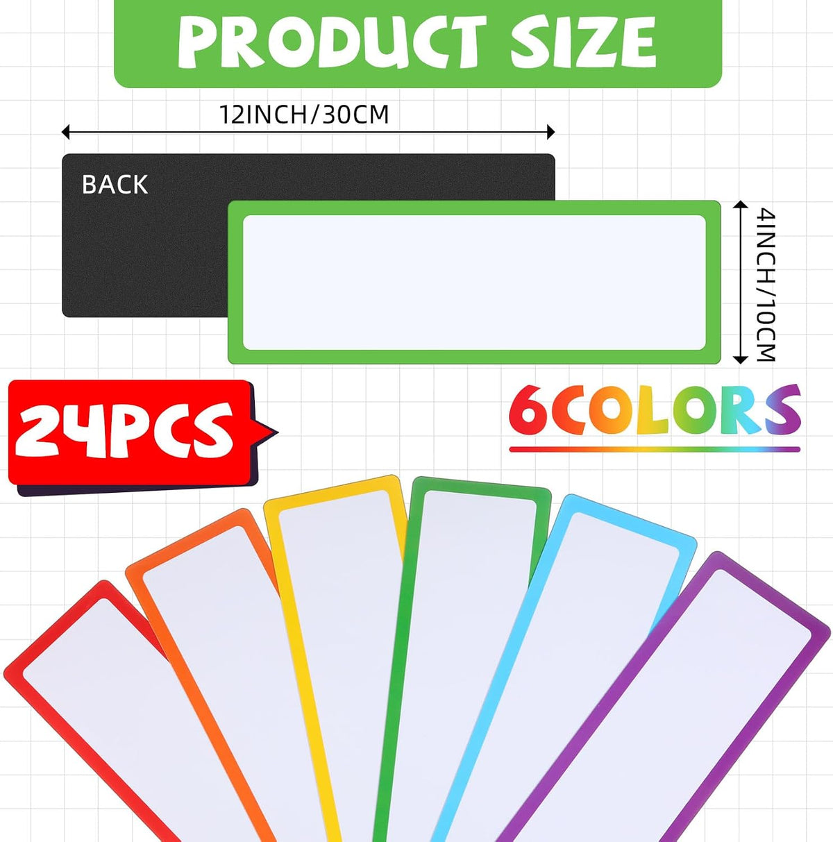 24 Pcs Large Magnetic Dry Erase Labels, Frame Style