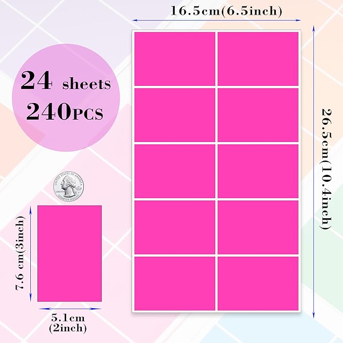 YSHIHE Colored Labels Stickers 3 x 2 Inch Rectangular Moving Labels 8 Colors - Image 2