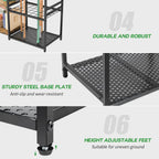 daoutime garage tool organizer with 2-tier wooden shelves, side view