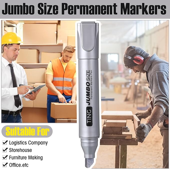 Fuutreo 10 Pack Jumbo Permanent Markers Bulk Large Chisel Tip Permanent Markers - Image 6