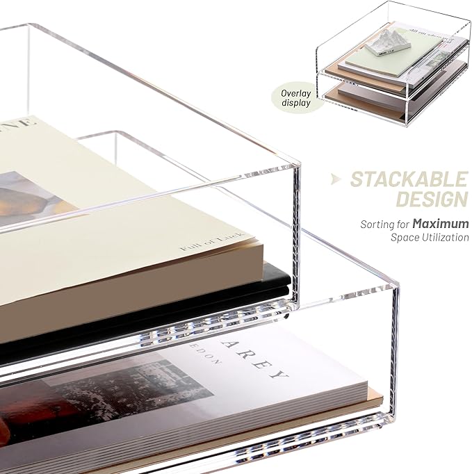 SANRUI Paper Organizer for Desk, Acrylic Stackable Letter Tray, Paper Sorter - Image 5